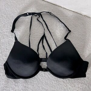 La Senza Black Satin Obsession Plunge Front Closure Bra 32A